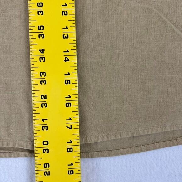 Universal Thread Shirt Women Tan Long Sleeve Collared Cropped Cotton Linen Blend - Picture 4 of 8
